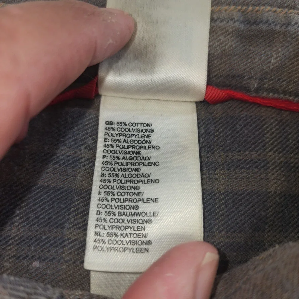 The North Face Mens Large Blue Tan‎ Plaid Cotton Blend Flannel Shirt 695